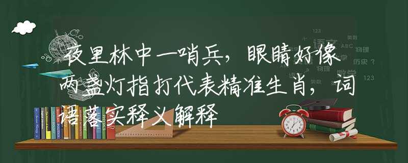 夜里林中一哨兵，眼睛好像兩盞燈指打代表精準(zhǔn)生肖,詞語(yǔ)落實(shí)釋義解釋
